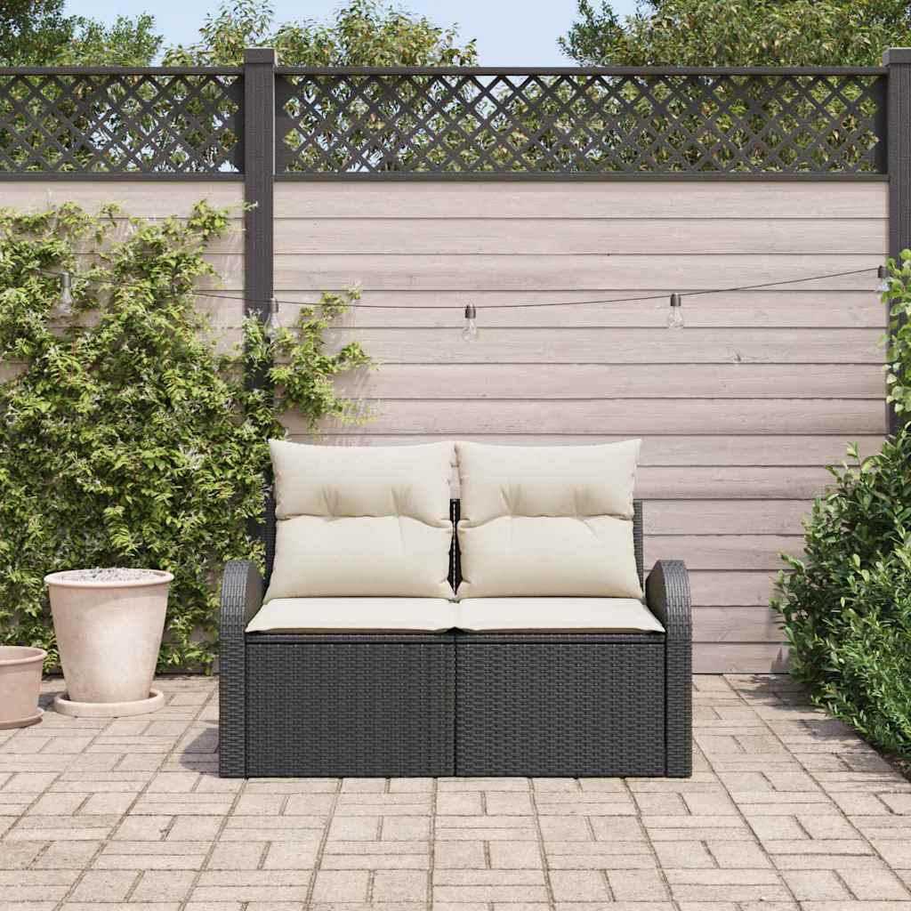 Gartensofa Schwarz 124 x 62 x 69cm Poly-Rattan